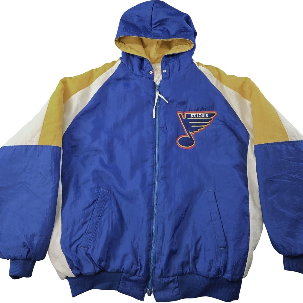 St. Louis Blues Jacket Mens XL Blue NHL Hockey Hooded Quilted‎ Lined UNK